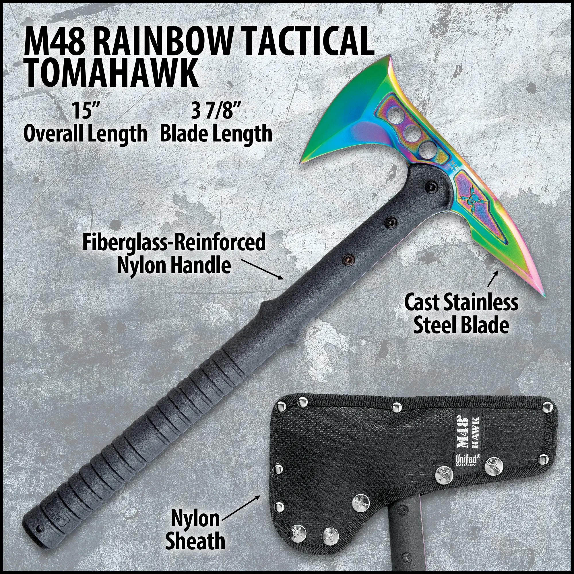 M48 Rainbow Tactical Tomahawk – 38.1cm Overall, 9.906cm Blade 2