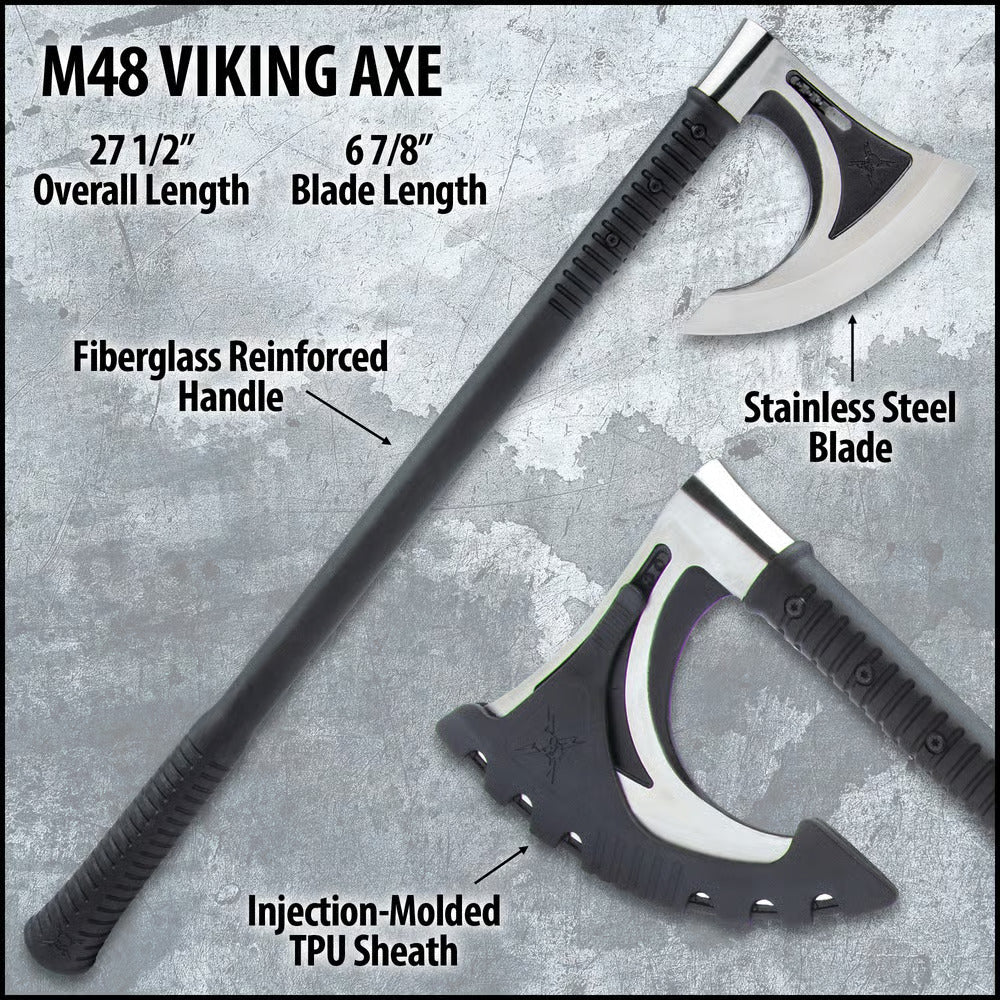 M48 Viking Axe 69.85cm w/ Stainless Steel Blade & Sheath 2