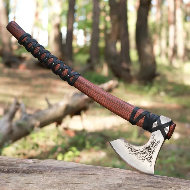 Norse Axe Njord – Handmade with Leather Wrap