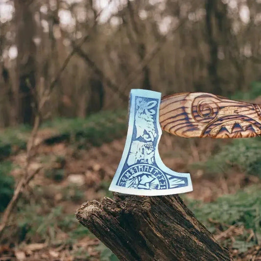 Odin Runes Etched Mini Viking Axe 1