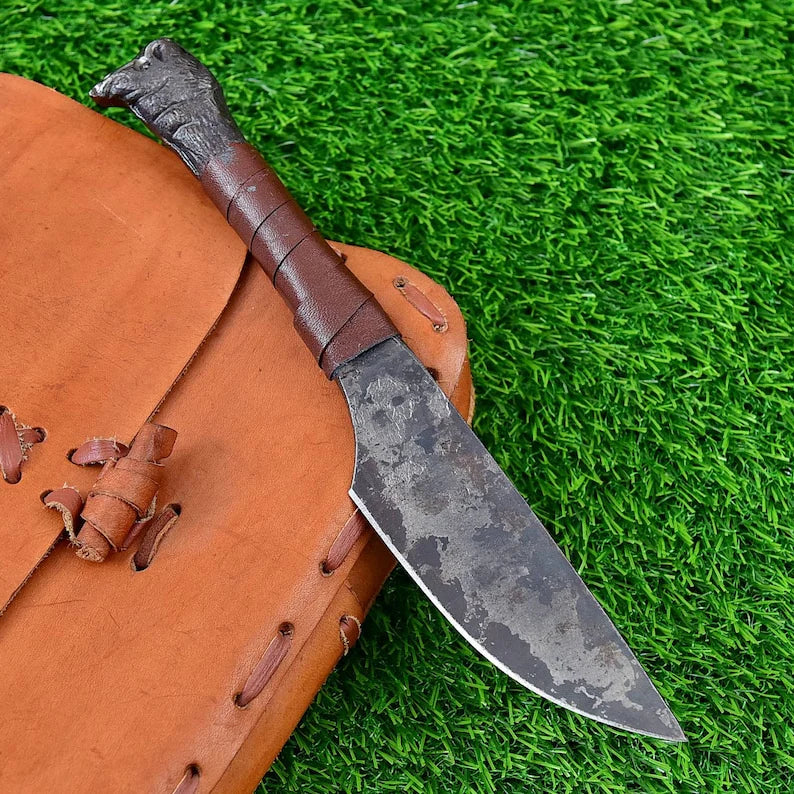 RA-207 Hand Forged Viking Seax with Raven Head Hilt