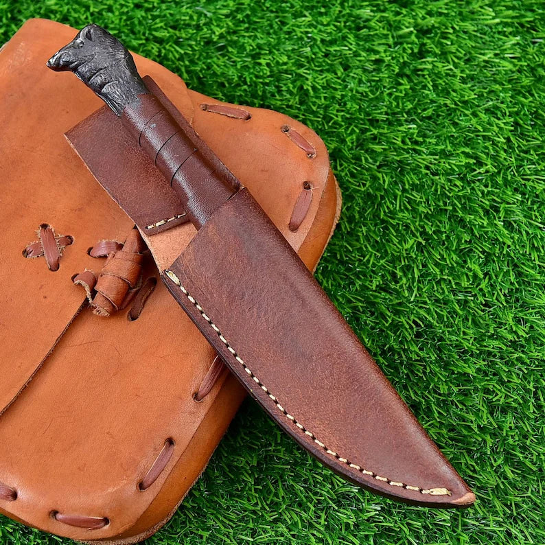 RA-207 Hand Forged Viking Seax with Raven Head Hilt 4