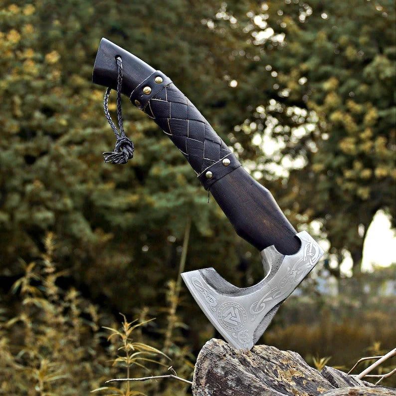 RA-244 Hand Forged Mini Viking Axe with Valknut Symbol 11