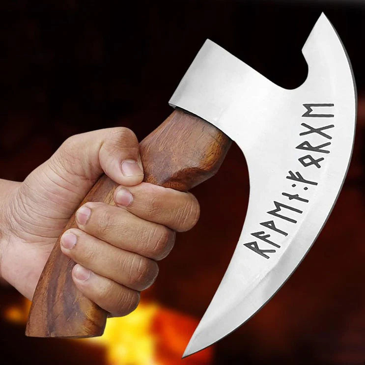 RA-270 Viking Runes Etched Pizza Axe