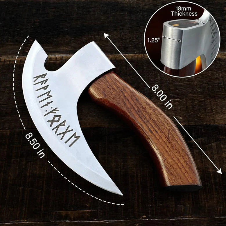 RA-270 Viking Runes Etched Pizza Axe 3