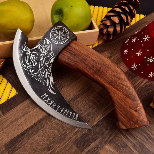 RA-292 Hand-Forged Carbon Steel Skull Viking Pizza Axe 3