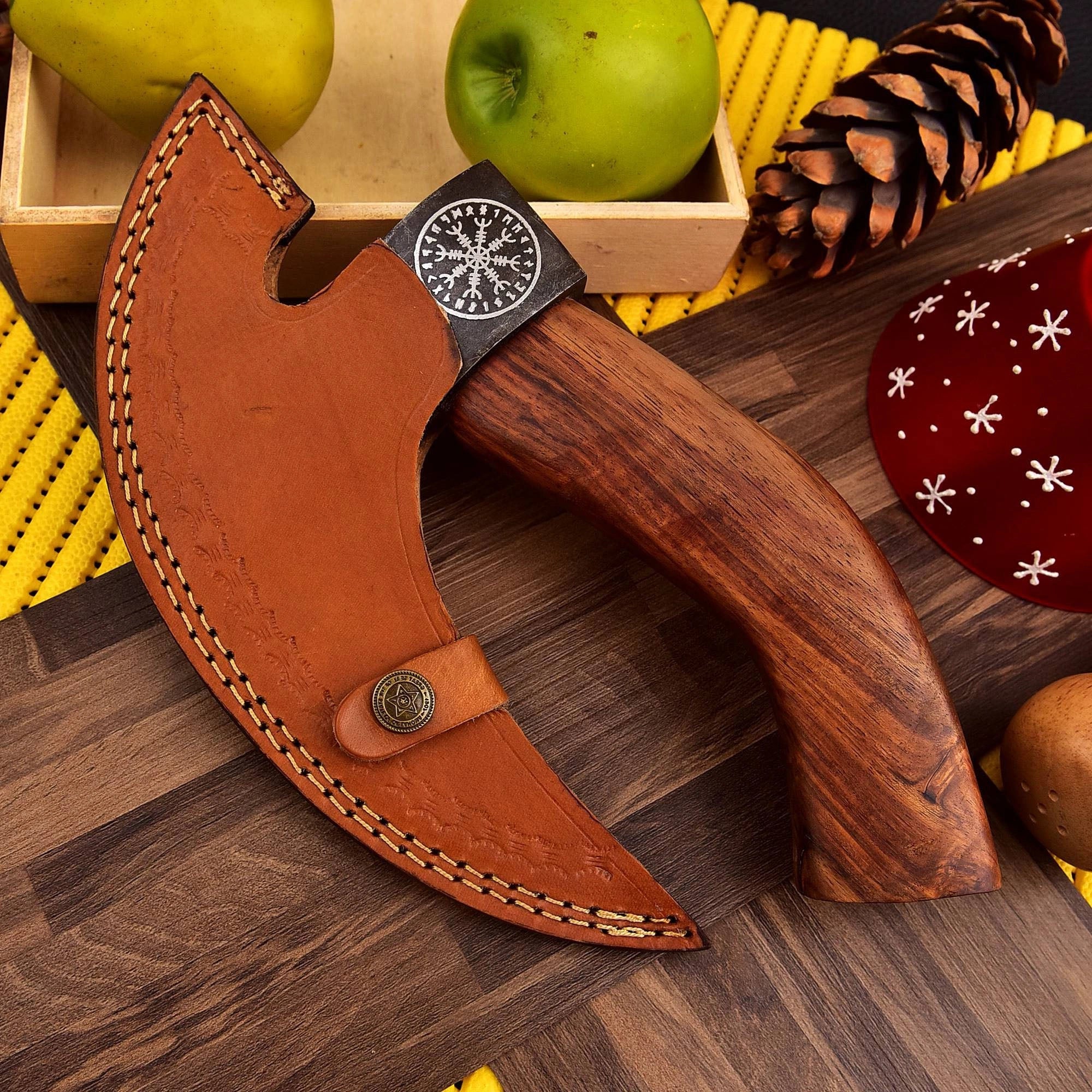 RA-292 Hand-Forged Carbon Steel Skull Viking Pizza Axe 4