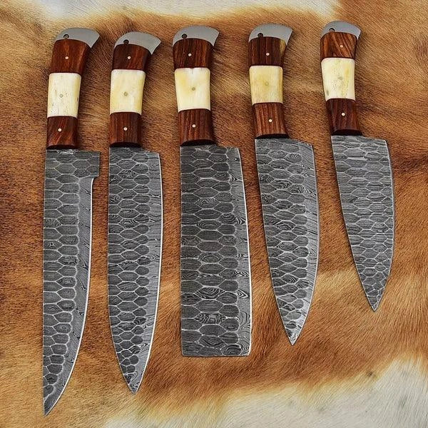 RA-73 Custom 5-Piece Damascus Chef Knife Set 1