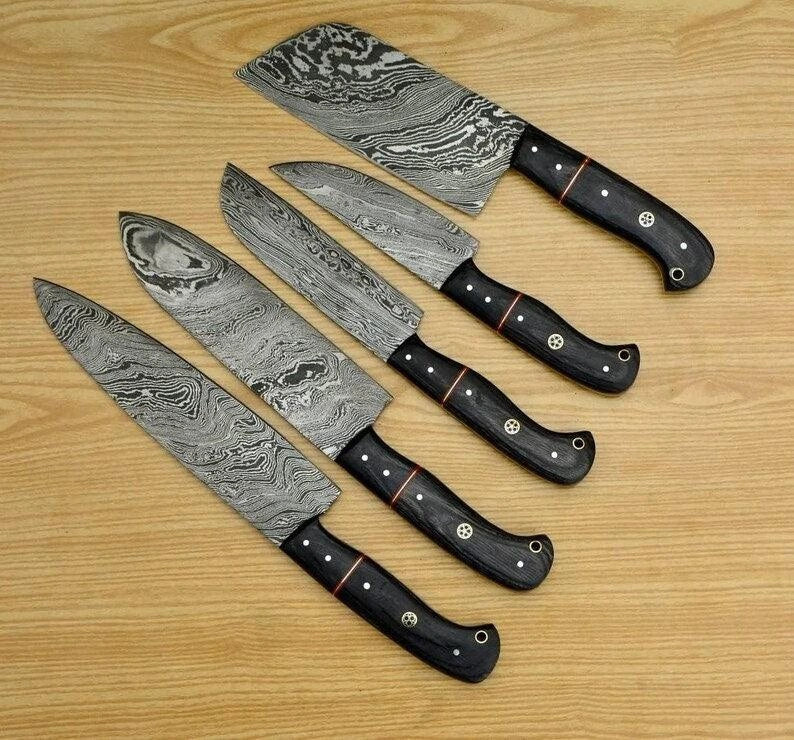 RA-74 Hand Forged Damascus Steel Kitchen Knives Set