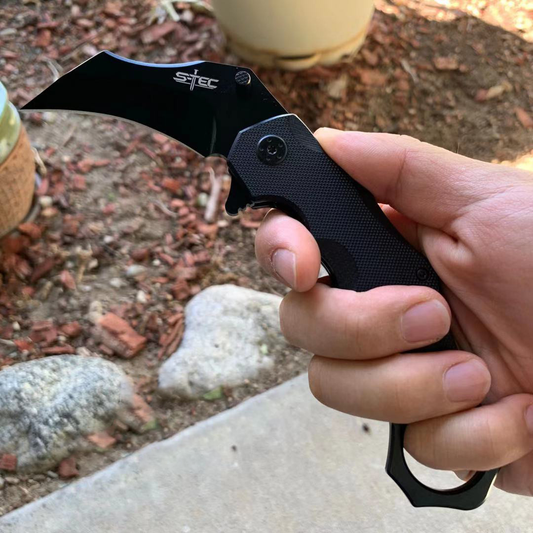 STEC Tactical Karambit Folding Knife with G10 Handle & Kydex Case 