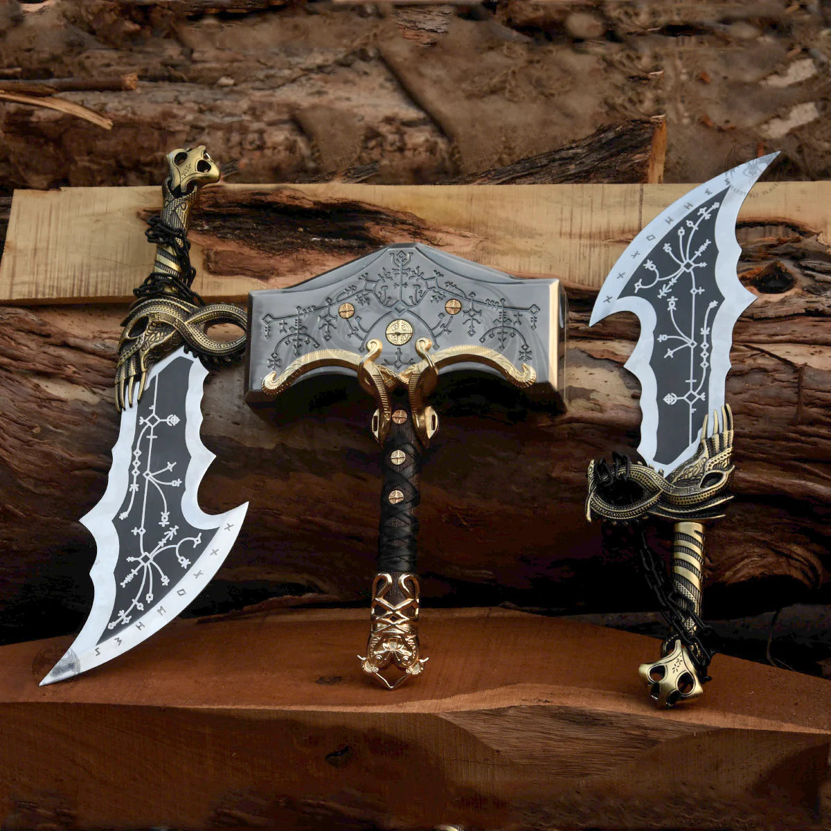 Set of Kratos Blades of Chaos and Thor Hammer