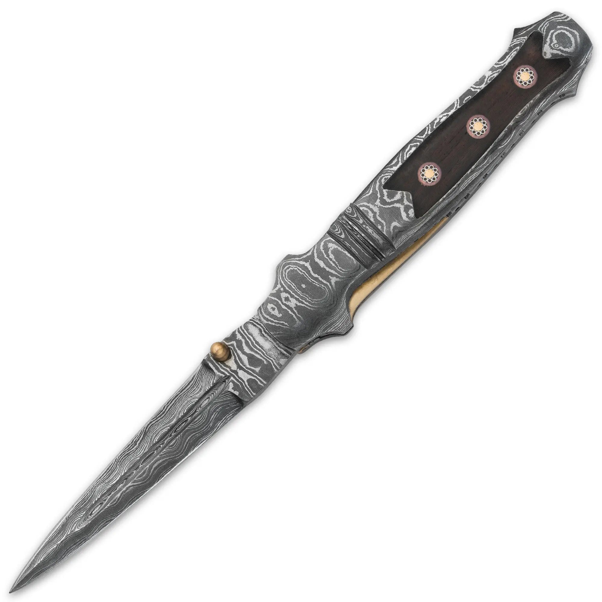 Timber Wolf Mosaic Damascus Stiletto Knife 2