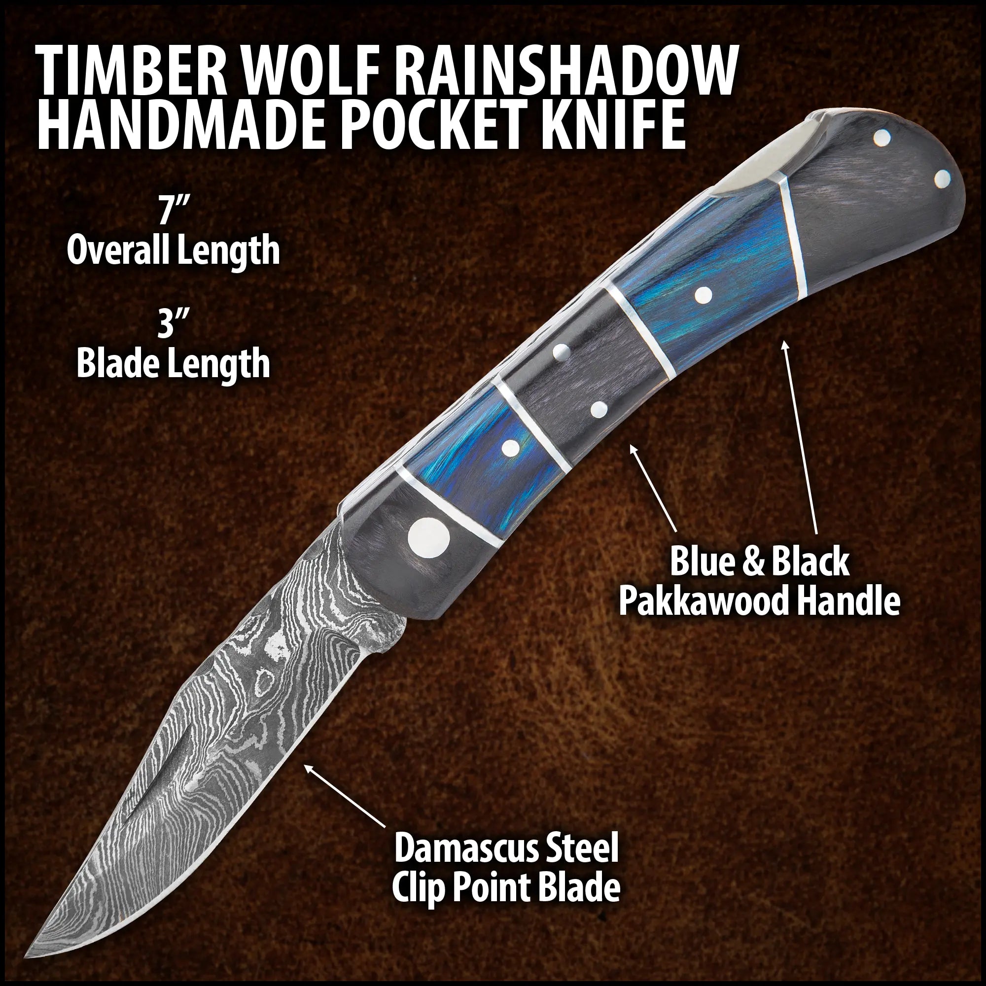 Timber Wolf Rainshadow Damascus Pocket Knife 3