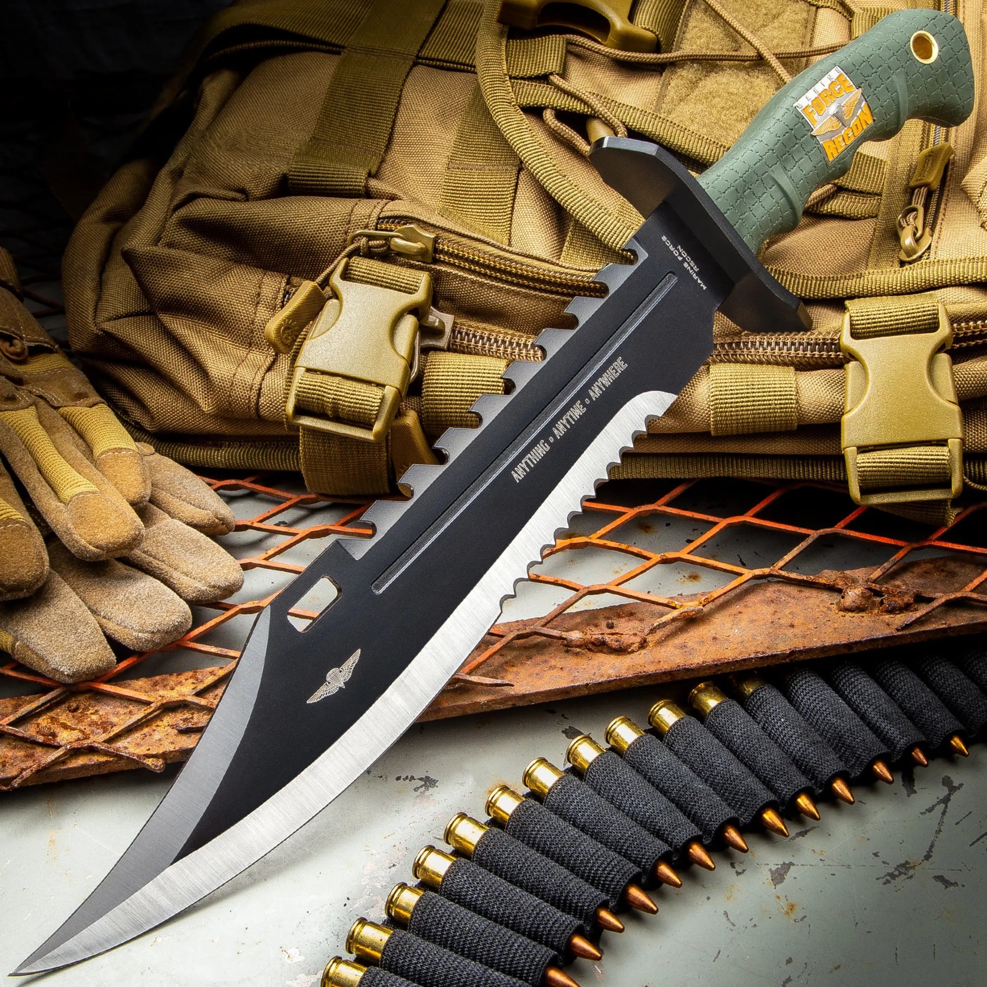 USMC Marine Force Recon Jungle Bowie Knife – 41.656cm Overall, 29.21cm Blade 1