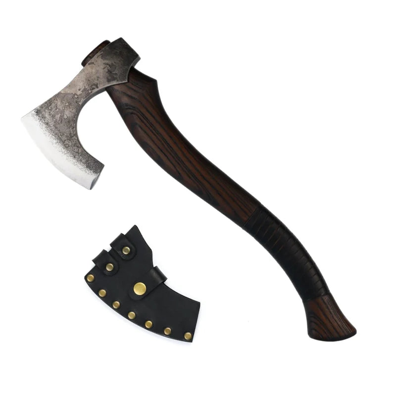 Viking Axe Svart Barbar – Hand-Forged with Carved Handle 12