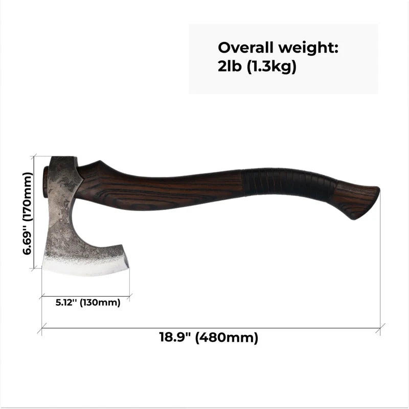 Viking Axe Svart Barbar – Hand-Forged with Carved Handle 2