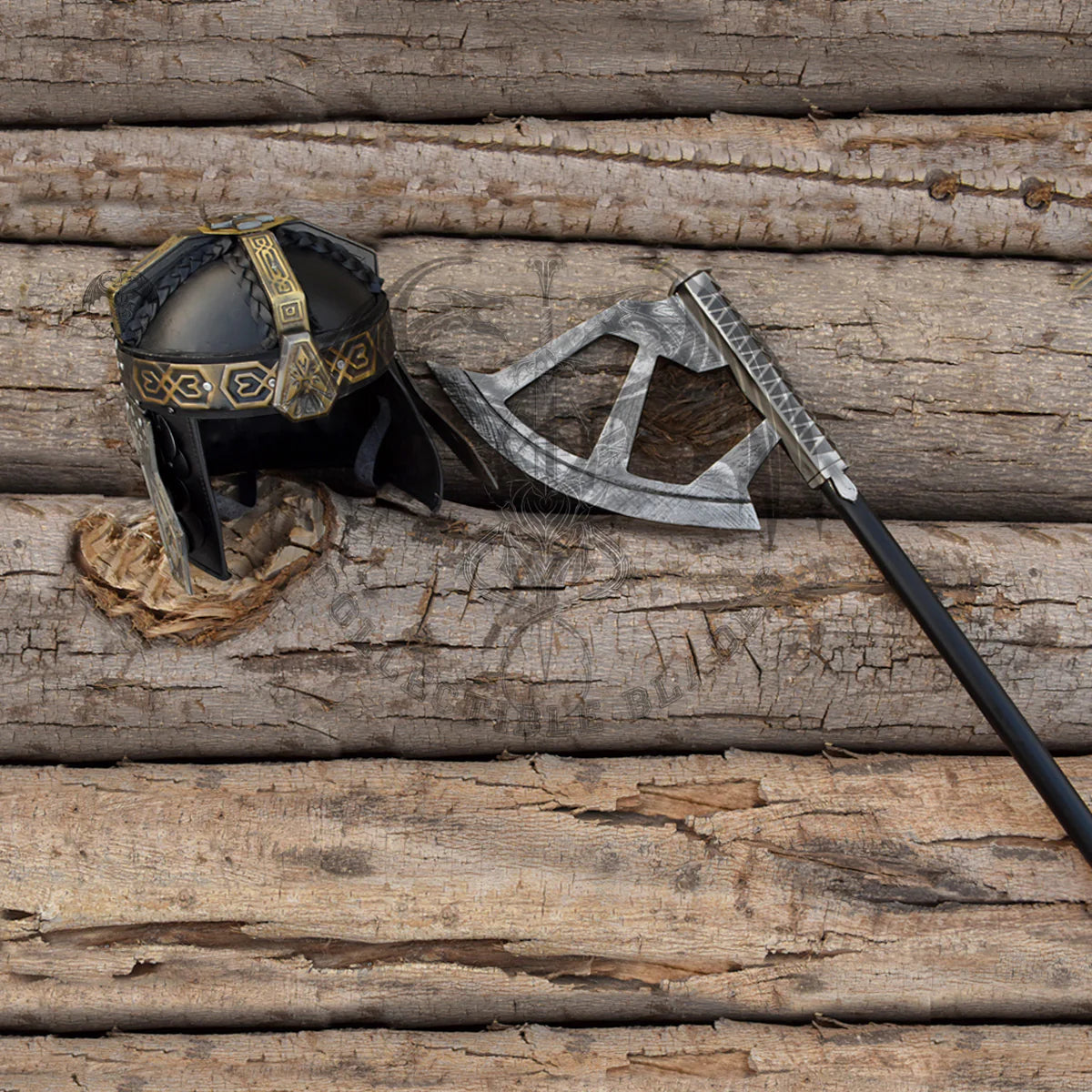 Walking Axe and Gimli Helmet Set from Lotr