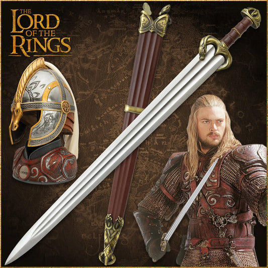 Sword and helmet with character from The Lord of the Rings