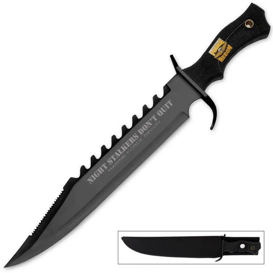 USMC Night Stalker Bowie Knife – Force Recon, 30.48 cm Blade, Nylon Sheath