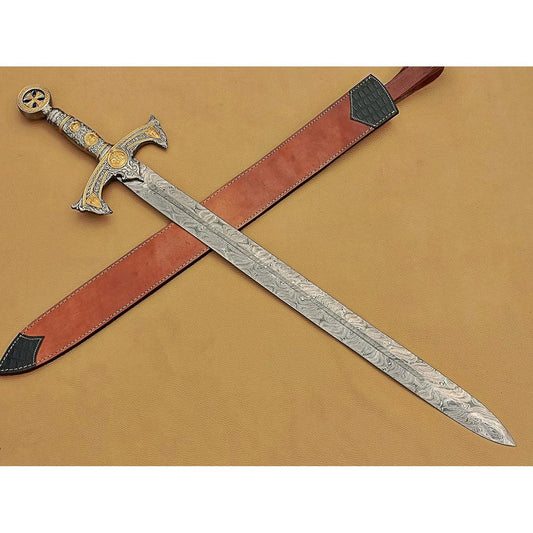 Medieval Templar Knights Damascus Sword