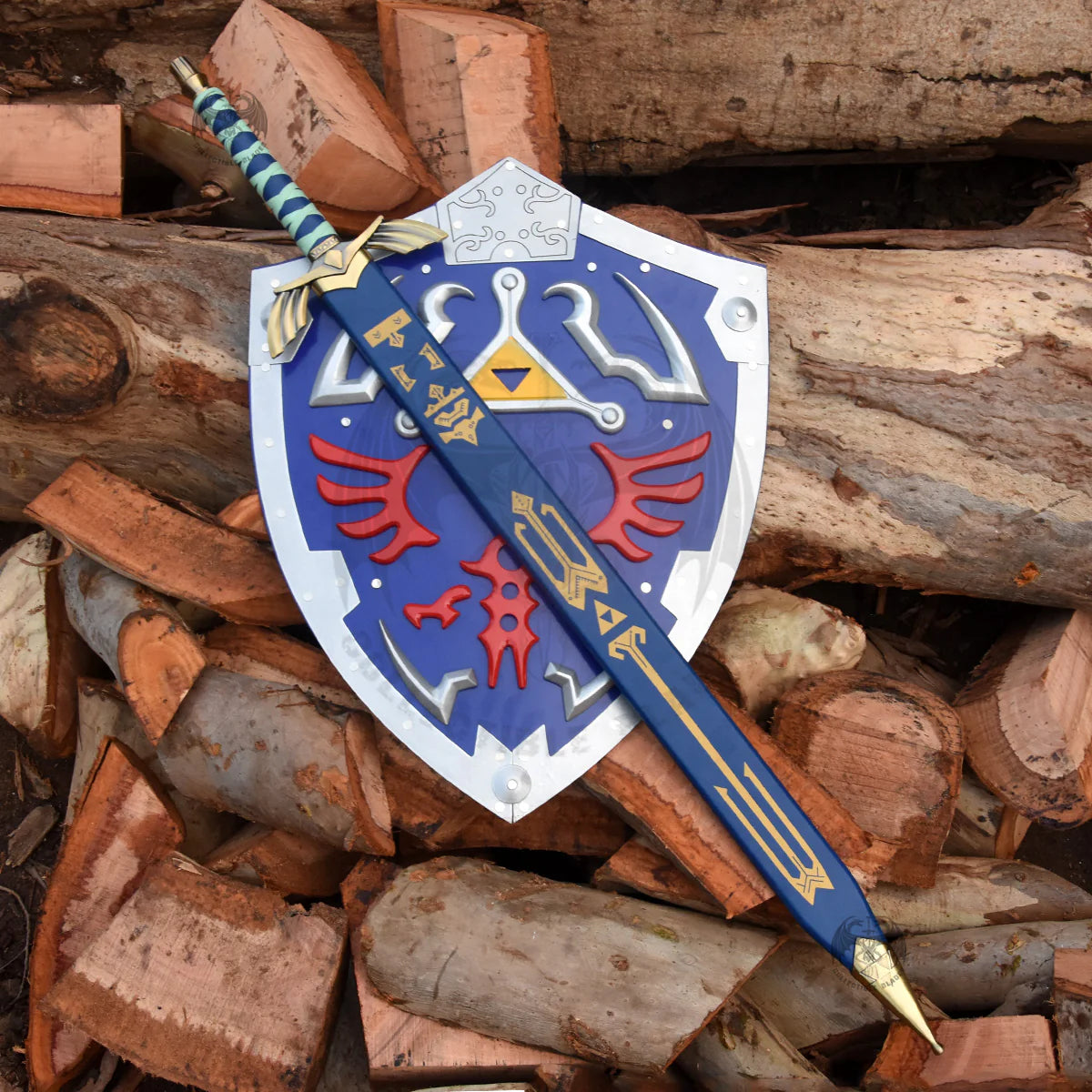 Pair of Link Master Shield And Ornate Prophecy Hero Sword